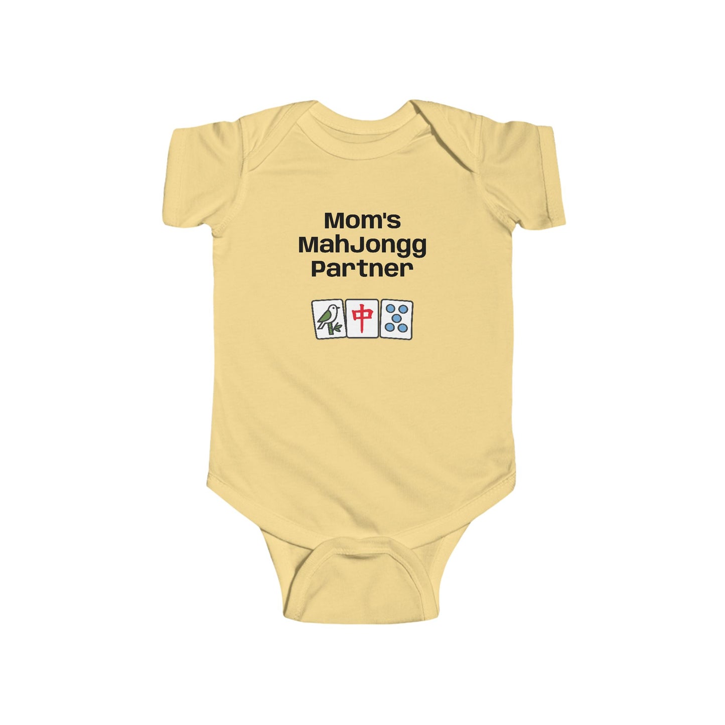 Mom's Mah Jongg Partner Bodysuit | Baby Mahjong Tiles Infant Onesie. For Game Night or Family Outing