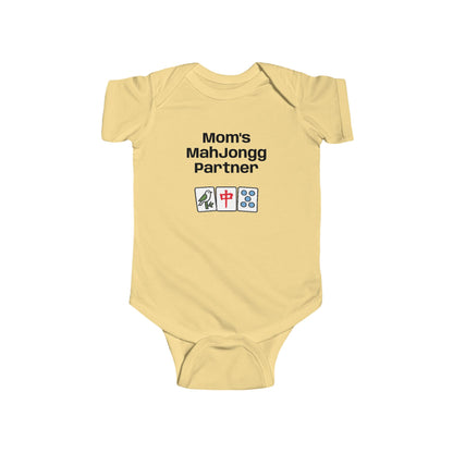 Mom's Mah Jongg Partner Bodysuit | Baby Mahjong Tiles Infant Onesie. For Game Night or Family Outing