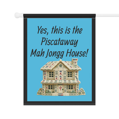 Mah Jongg :"Yes, This Is the Piscataway Mah Jongg House!" Blue Mah Jongg Flag