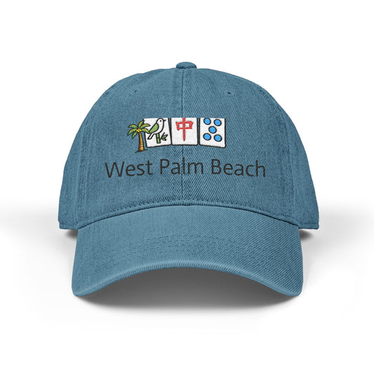 Mah Jongg West Palm Beach Embroidered  Jean Hat - For MahJong Players