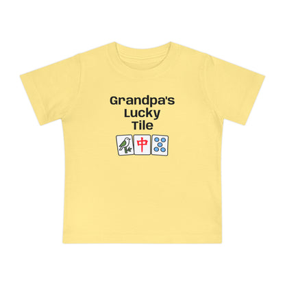 Grandpa's Lucky Tile Baby T-Shirt - Cute Mahjong Infant Tee