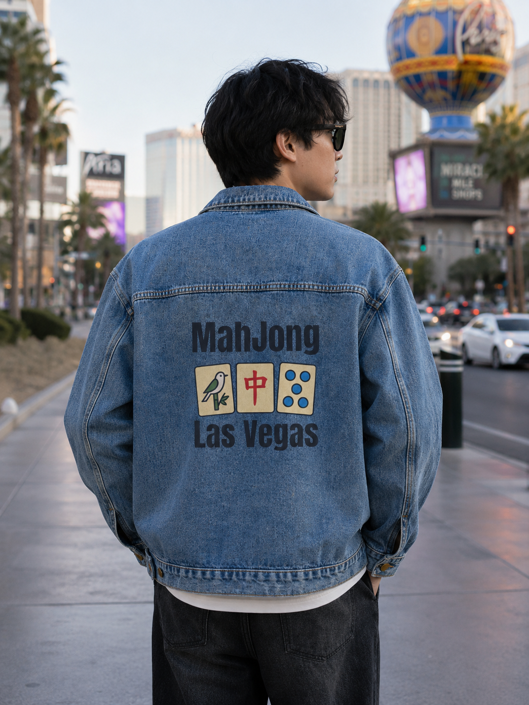 Mah Jongg Women's Denim Jacket - Las Vegas - For Mah Jong Player
