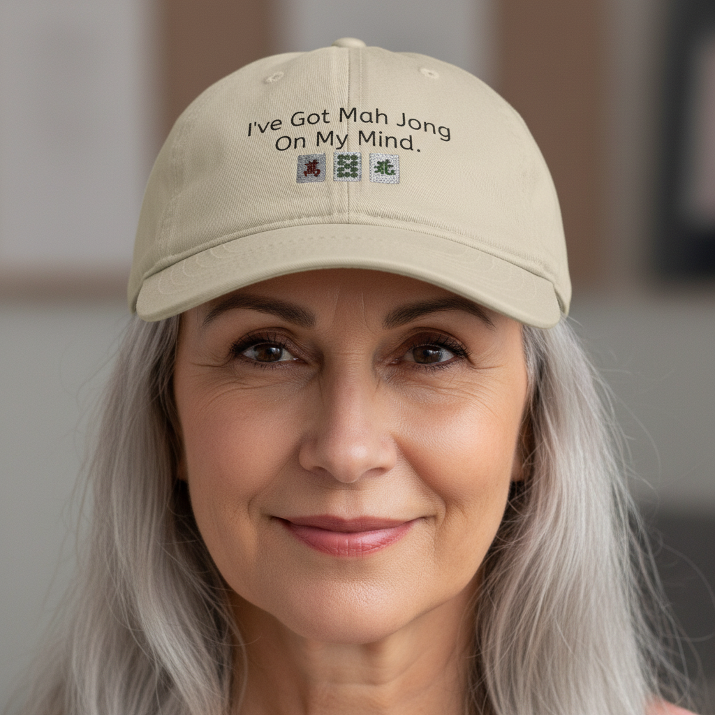 Mah Jongg Embroidered Organic Cotton Baseball Cap – Game Day Eco-Friendly Headwear