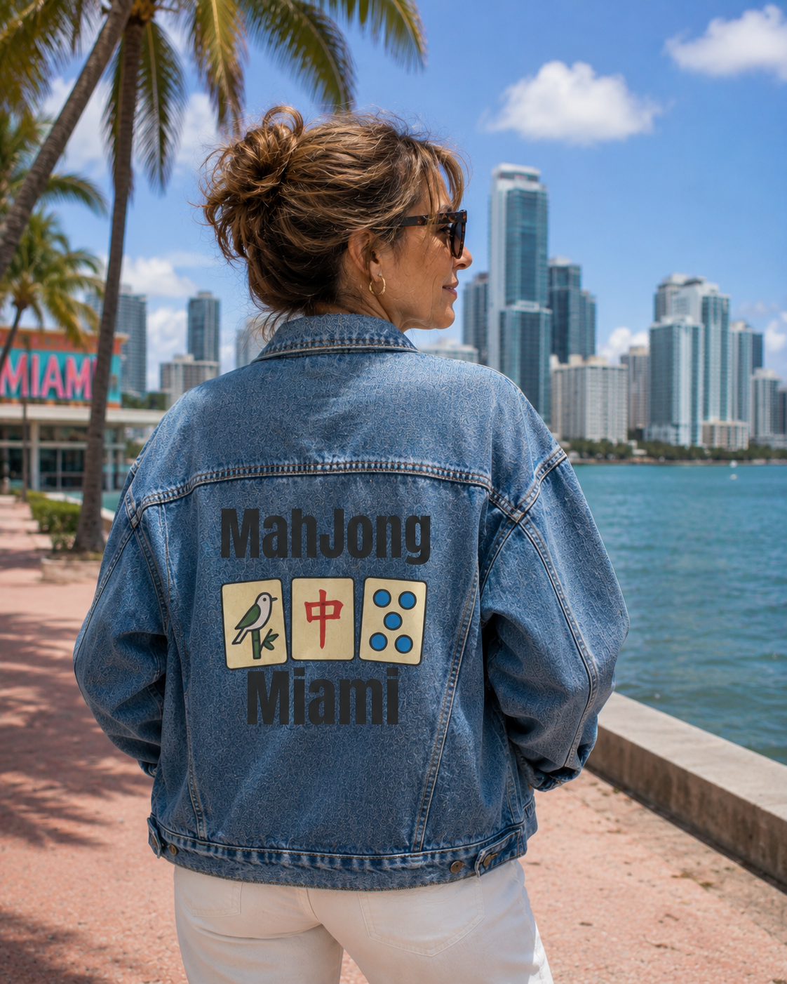 Mah Jongg Women's Denim Jacket - Boca Raton - For Mah Jong Player
