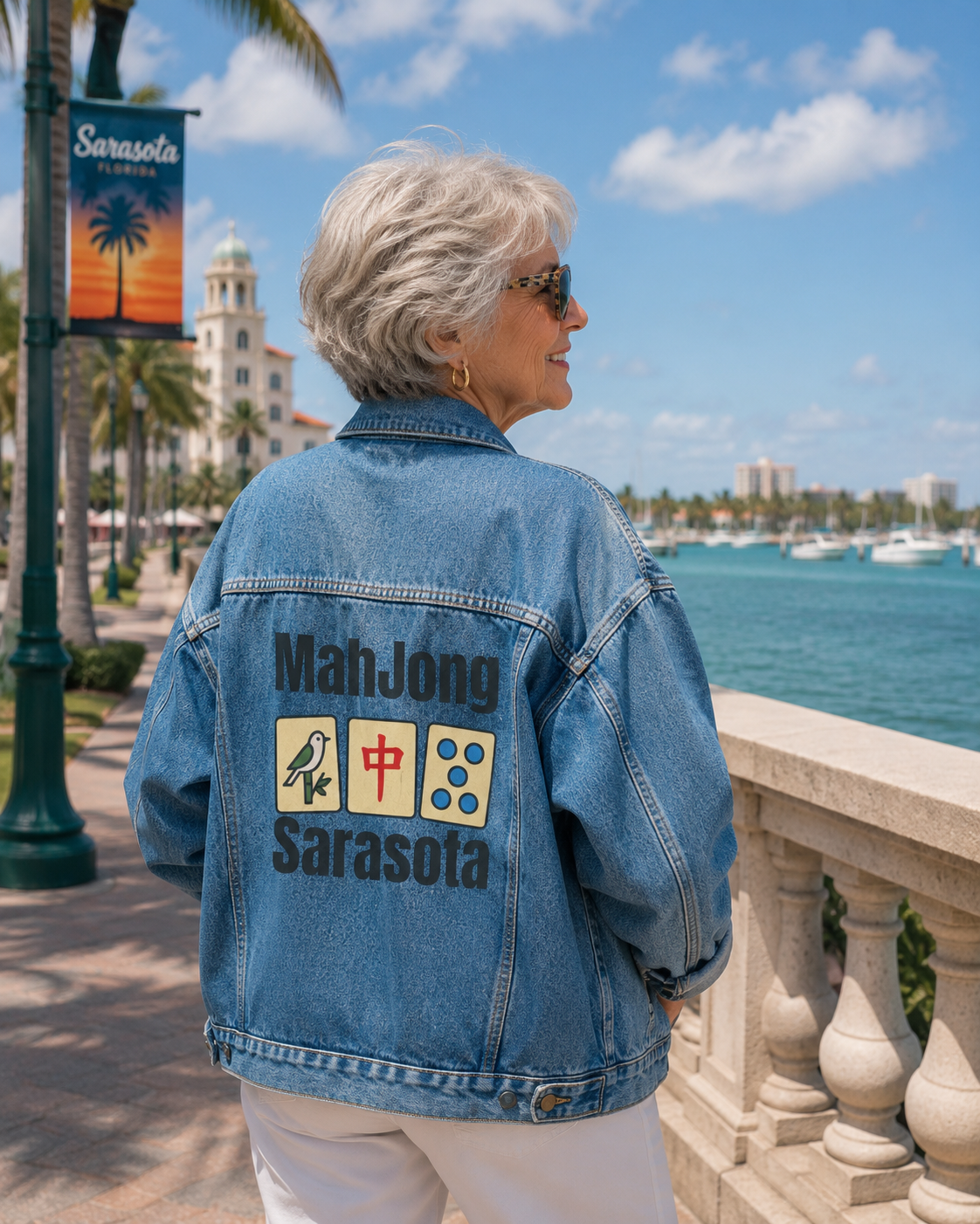 Mah Jongg Women's Denim Jacket - Sarasota - For Mah Jong Player