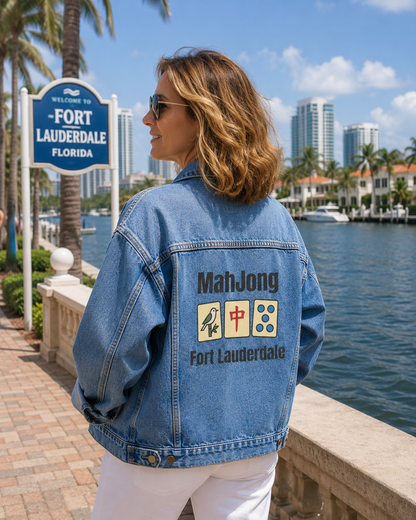 Mah Jongg Women's Denim Jacket - Fort Lauderdale - For Mah Jong Player