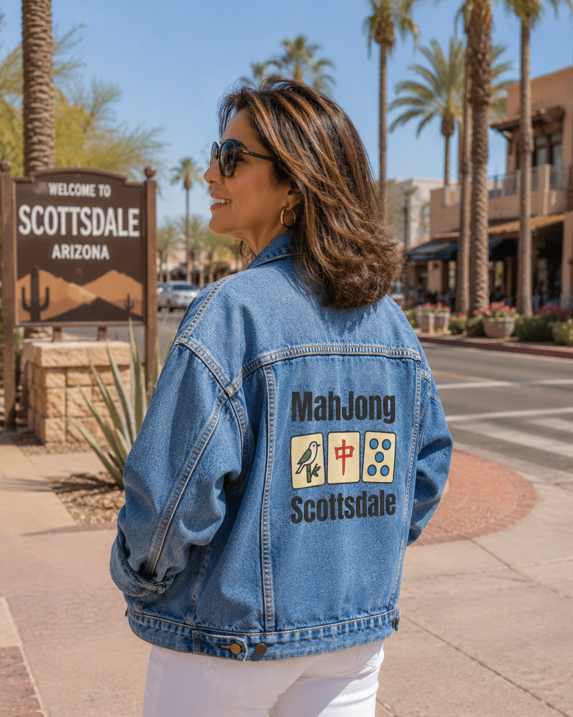 Mah Jongg Women's Denim Jacket - Scottsdale - For Mah Jong Player