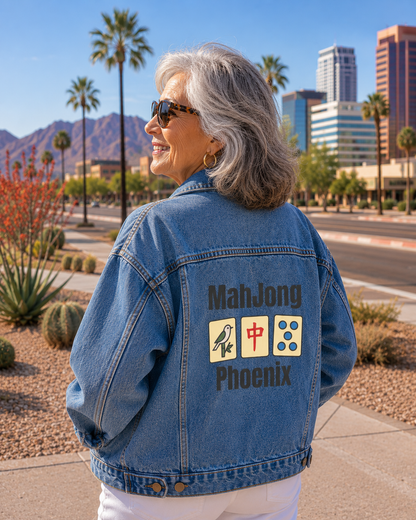 Mah Jongg Women's Denim Jacket - Phoenix - For Mah Jong Player