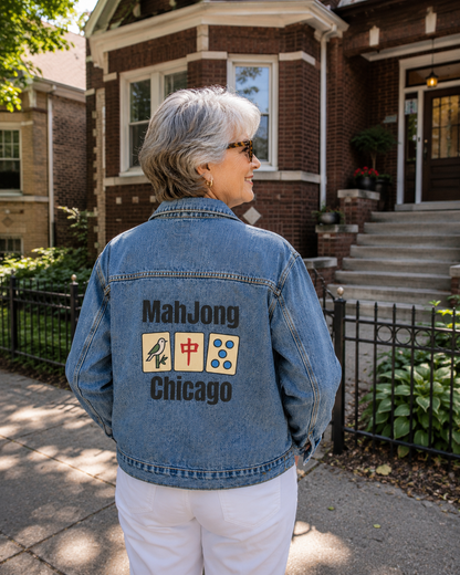Mah Jongg Women's Denim Jacket - Chicago - For Mah Jong Player