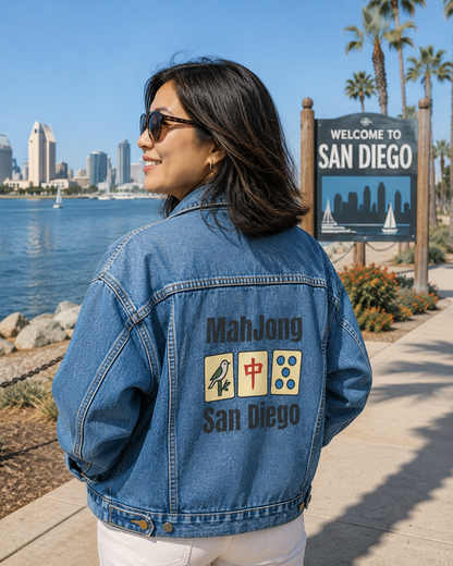 Mah Jongg Women's Denim Jacket - San Diego - For Mah Jong Player