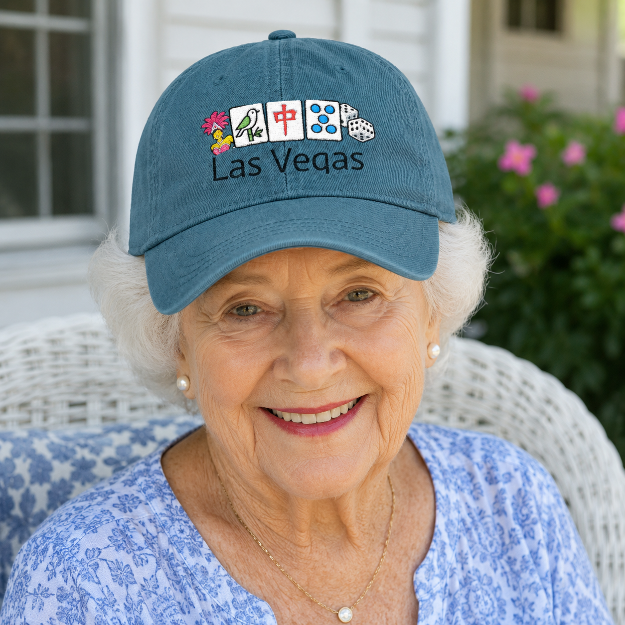 Mah Jongg Las Vegas Embroidered  Jean Hat - For MahJong Players