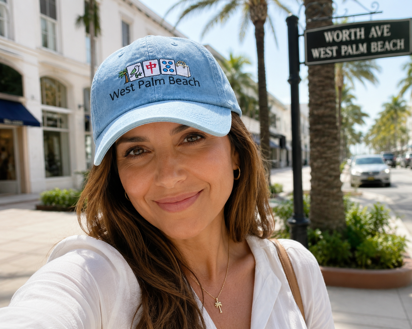 Mah Jongg West Palm Beach Embroidered  Jean Hat - For MahJong Players