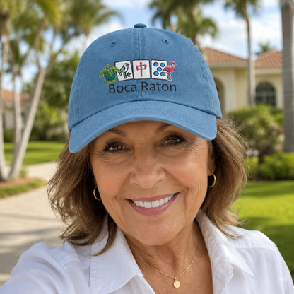 Mah Jongg Boca Raton Embroidered  Jean Hat - For MahJong Players