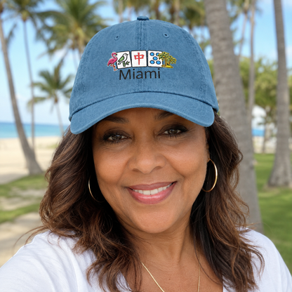 Mah Jongg Miami Embroidered  Jean Hat - For MahJong Players