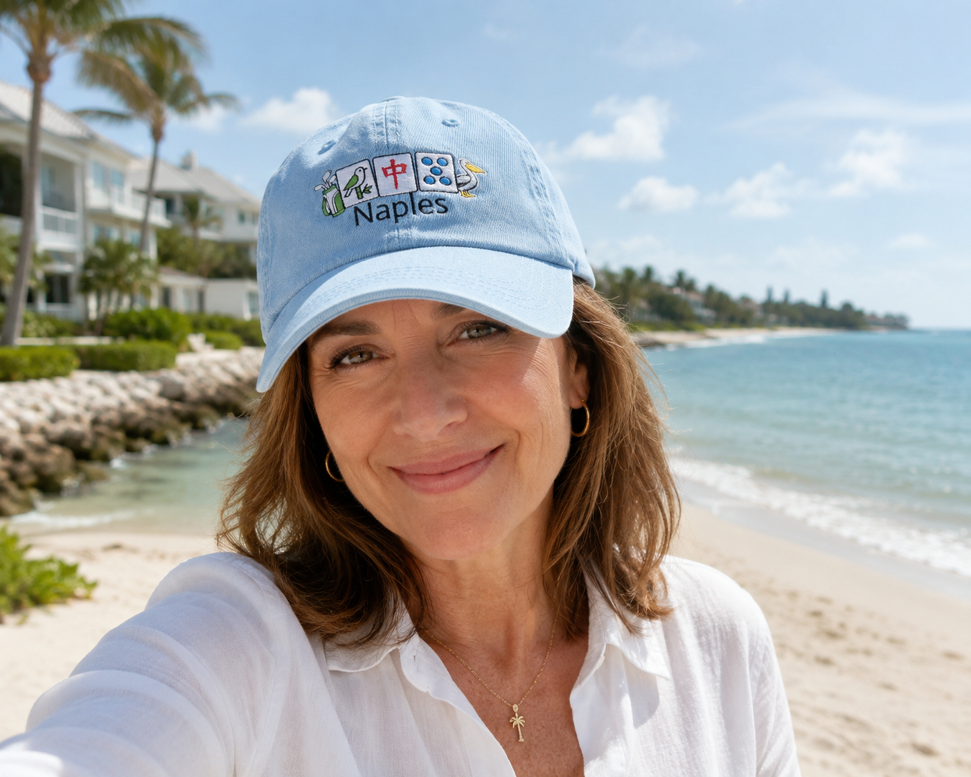 Mah Jongg Naples Embroidered  Jean Hat - For MahJong Players