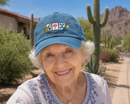 Mah Jongg Phoenix Embroidered  Jean Hat - For MahJong Players