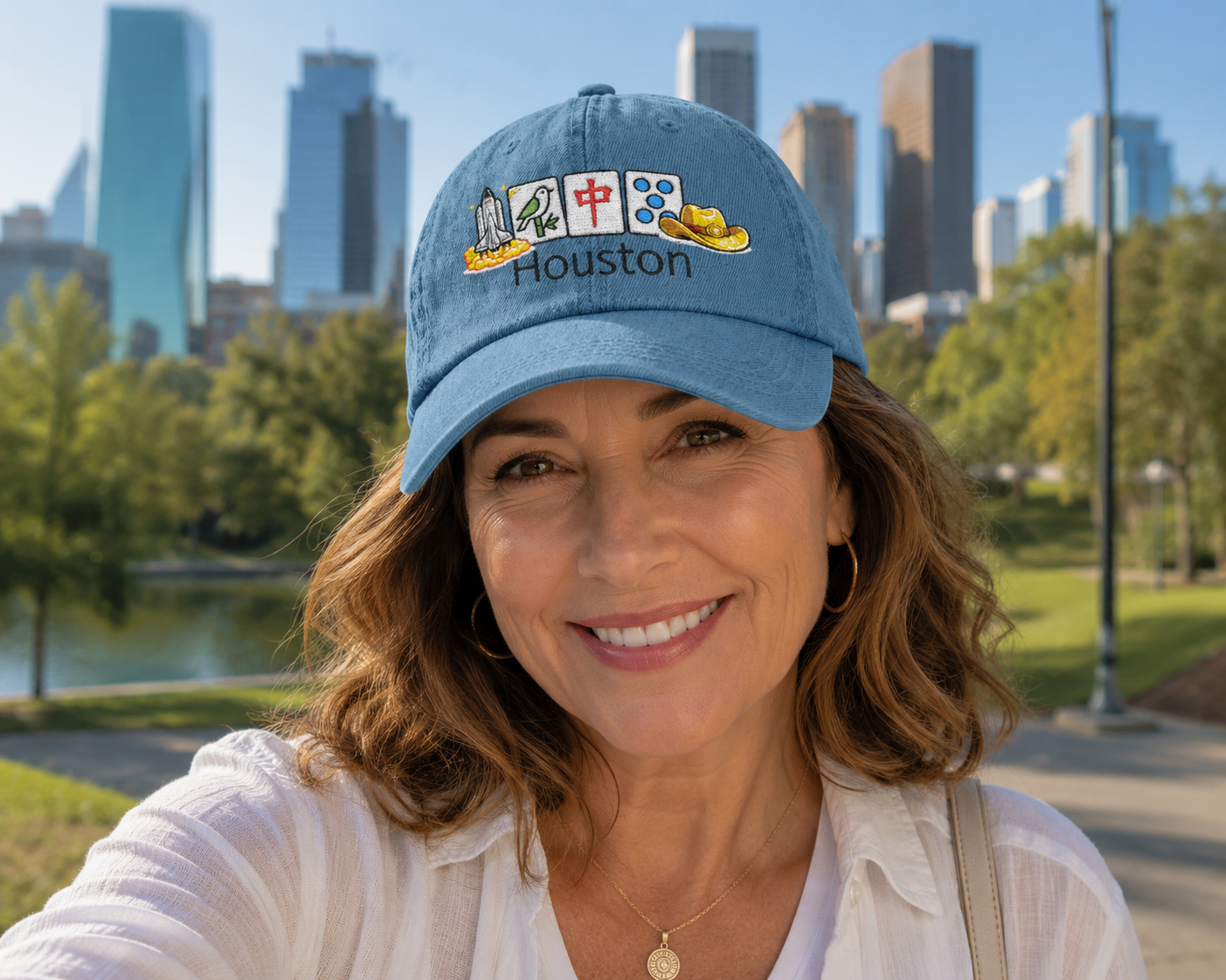 Mah Jongg Houston Embroidered  Jean Hat - For MahJong Players