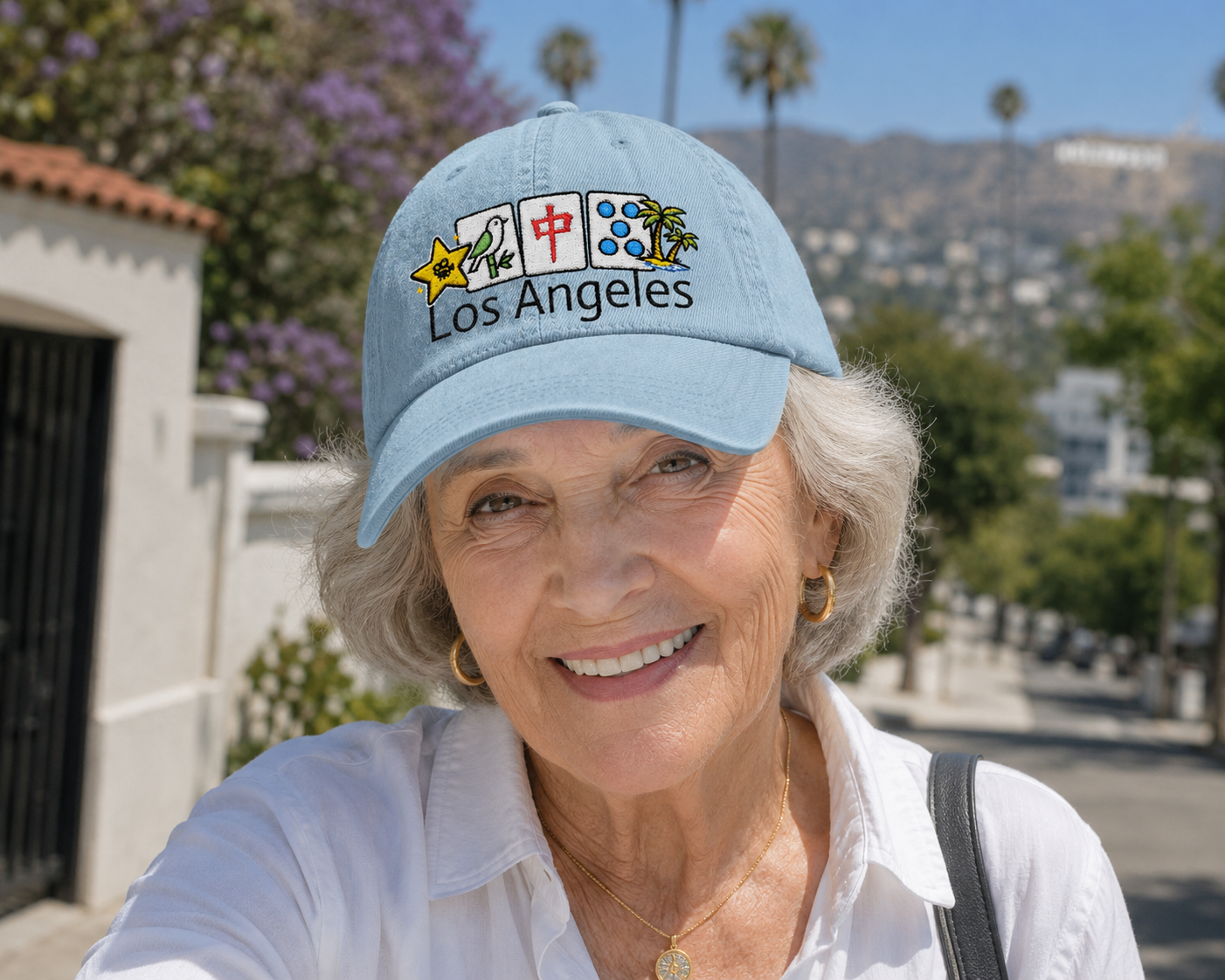 Mah Jongg Los Angeles Embroidered  Jean Hat - For MahJong Players