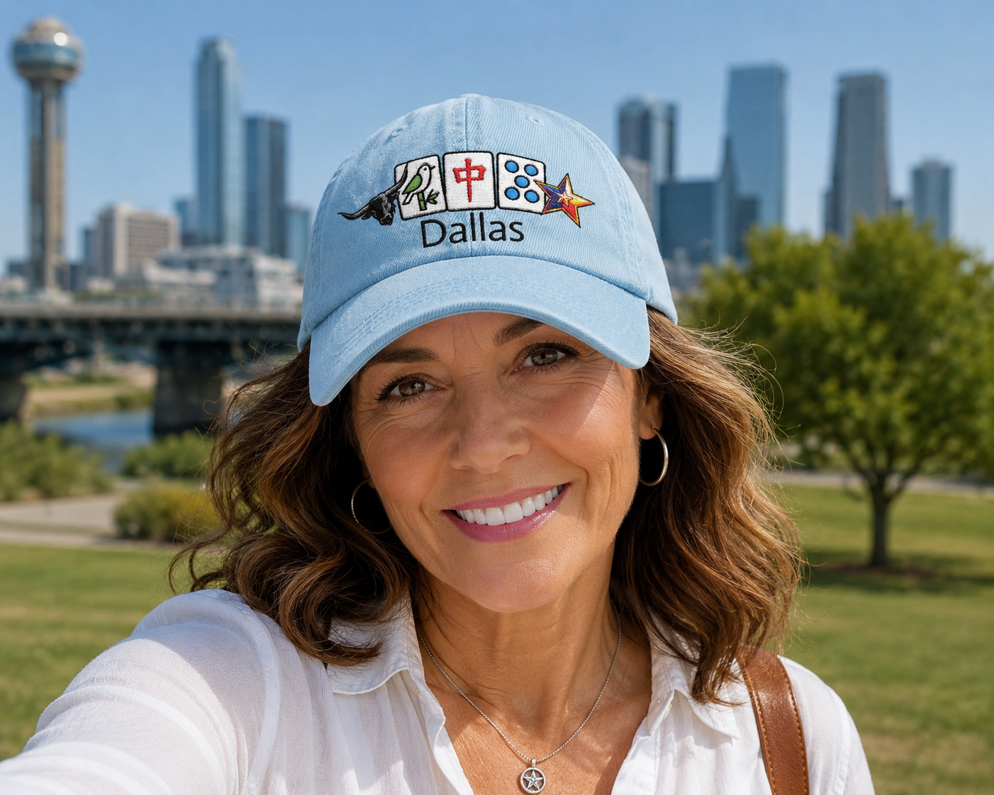 Mah Jongg Dallas Embroidered  Jean Hat - For MahJong Players