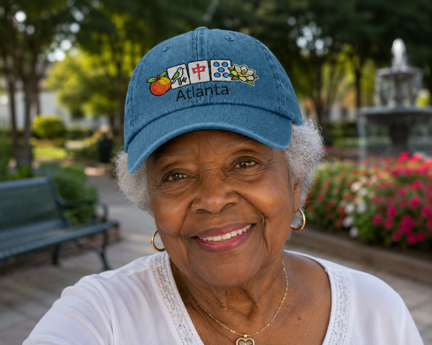 Mah Jongg Atlanta Embroidered  Jean Hat - For MahJong Players