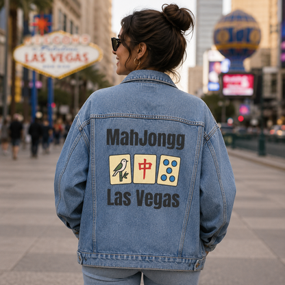 Mah Jongg Women's Denim Jacket - Las Vegas - For Mah Jong Player