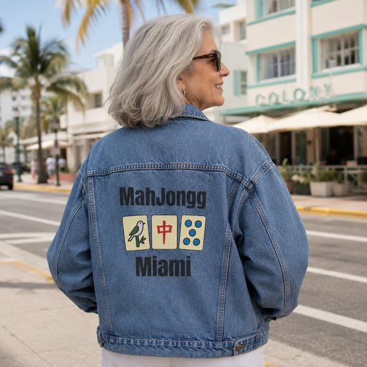 Mah Jongg Women's Denim Jacket - Miami - For Mah Jong Player