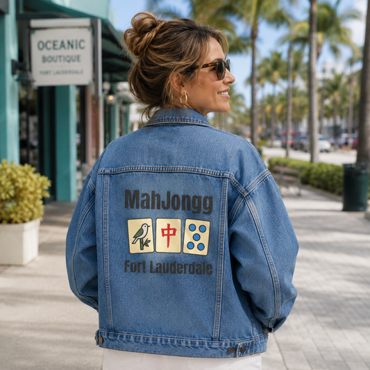 Mah Jongg Women's Denim Jacket - Fort Lauderdale - For Mah Jong Player