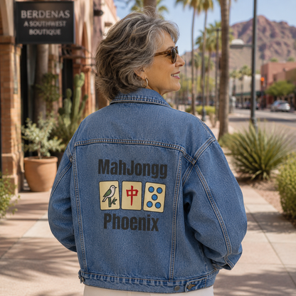 Mah Jongg Women's Denim Jacket - Phoenix - For Mah Jong Player