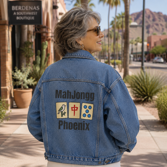 Mah Jongg Women's Denim Jacket - Phoenix - For Mah Jong Player