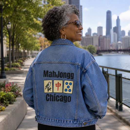 Mah Jongg Women's Denim Jacket - Chicago - For Mah Jong Player
