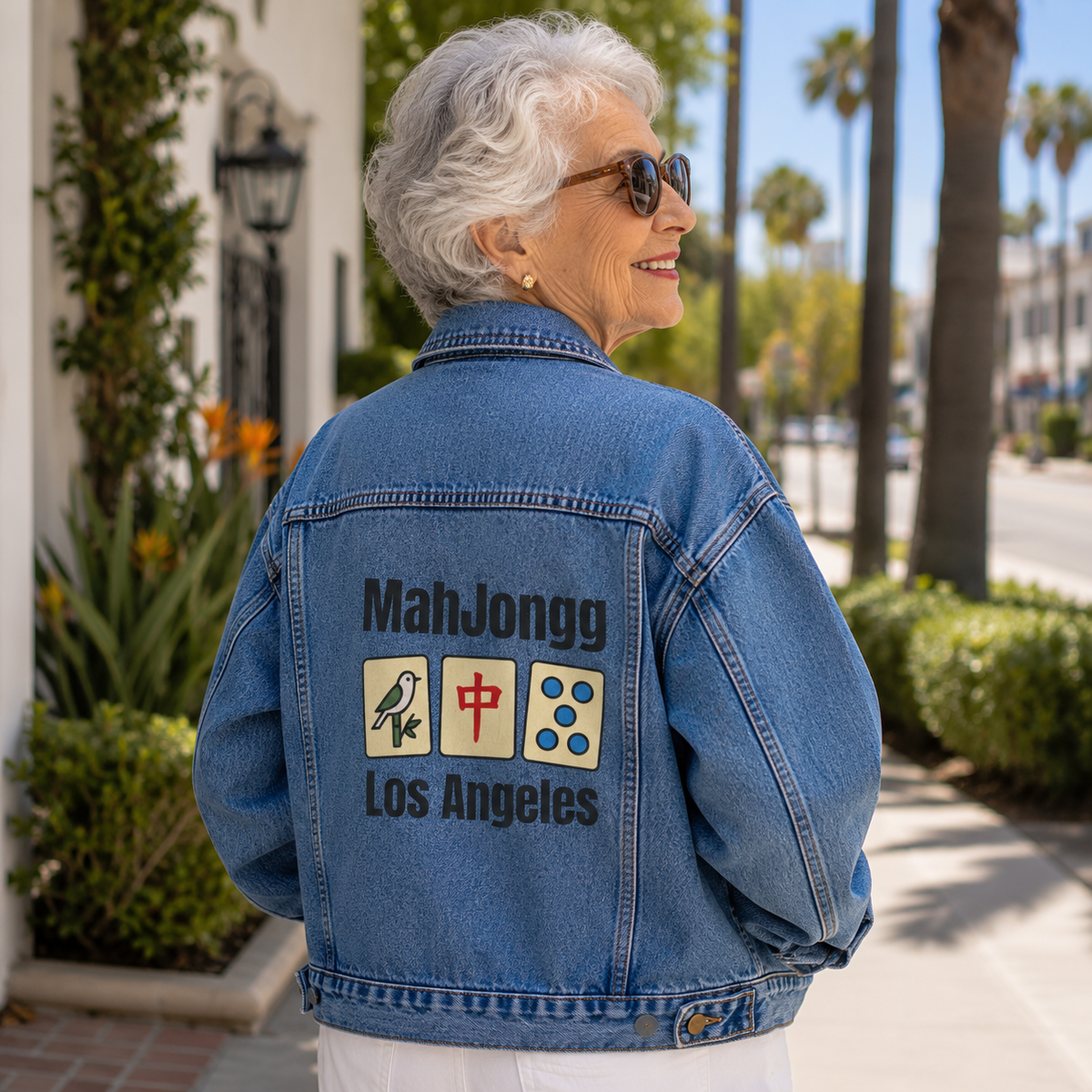 Mah Jongg Women's Denim Jacket - Los Angeles - For Mah Jong Player