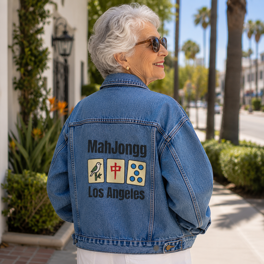 Mah Jongg Women's Denim Jacket - Los Angeles - For Mah Jong Player