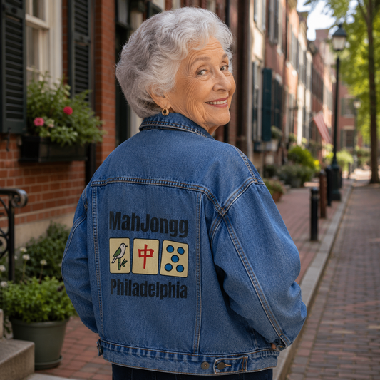 Mah Jongg Women's Denim Jacket - Philadelphia - For Mah Jong Player