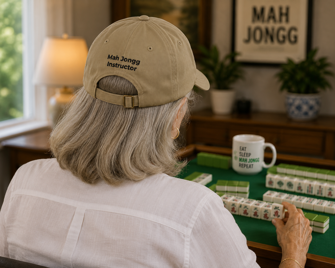 MahJongg Teacher - Mah Jongg Embroidered Organic Cotton Baseball Cap Game Day Eco-Friendly Headwear