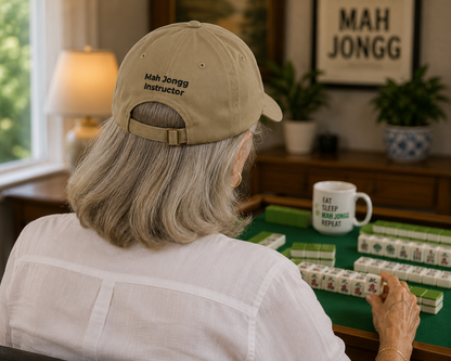 MahJongg Teacher - Mah Jongg Embroidered Organic Cotton Baseball Cap Game Day Eco-Friendly Headwear
