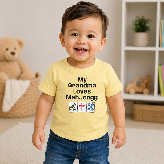 My Grandma Loves Mah Jongg Baby T-Shirt - Cute Mahjong Infant Tee