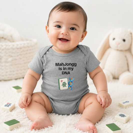 Mah Jongg is in my DNA Infant Bodysuit | Mah Jongg tile and DNA graphic  Onesies- For Mah Jongg Games or Family Gatherings