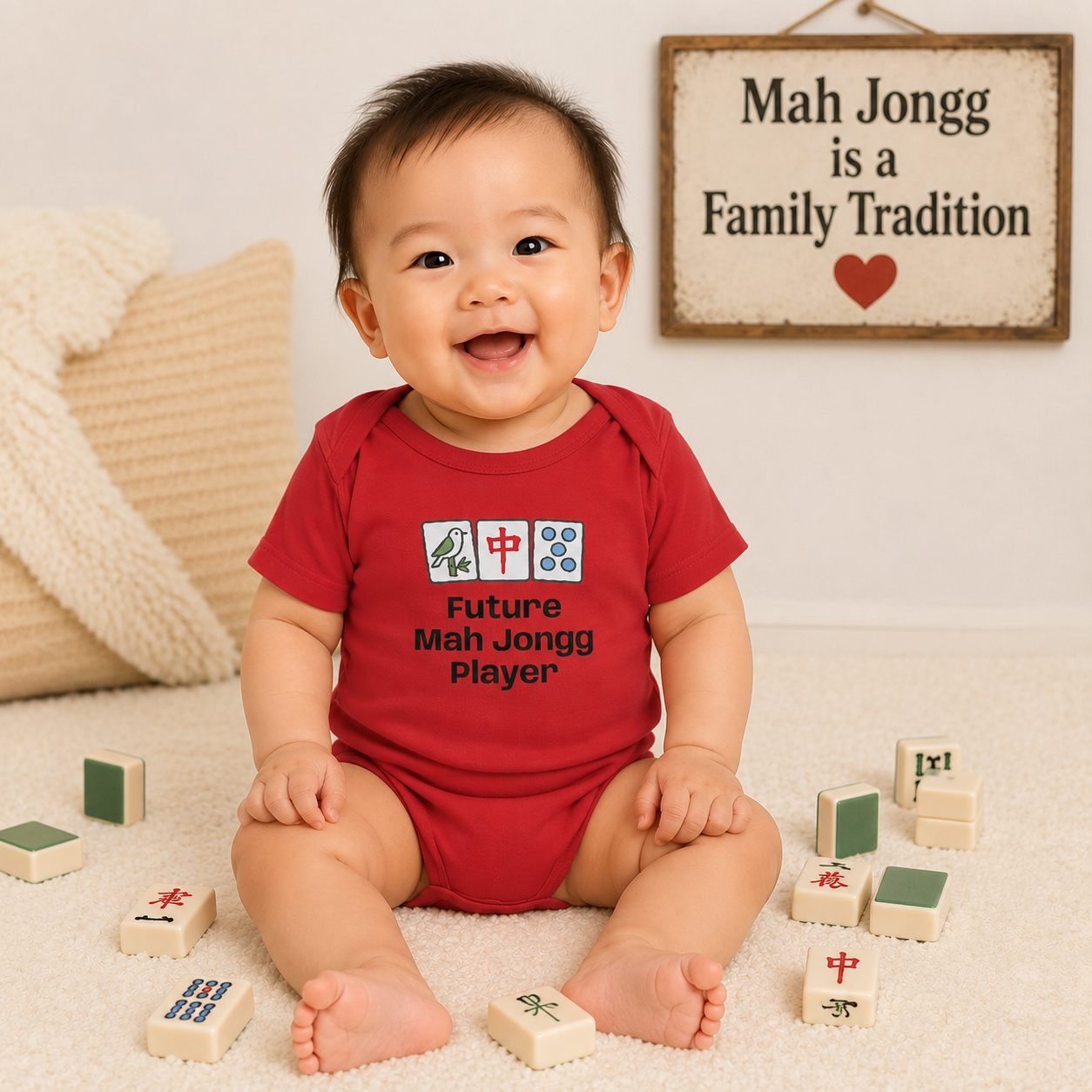 Future Mah Jongg Player Infant Bodysuit | Mah Jongg Tiles Baby Onesie - For Mah Jongg Games or Family Gathering