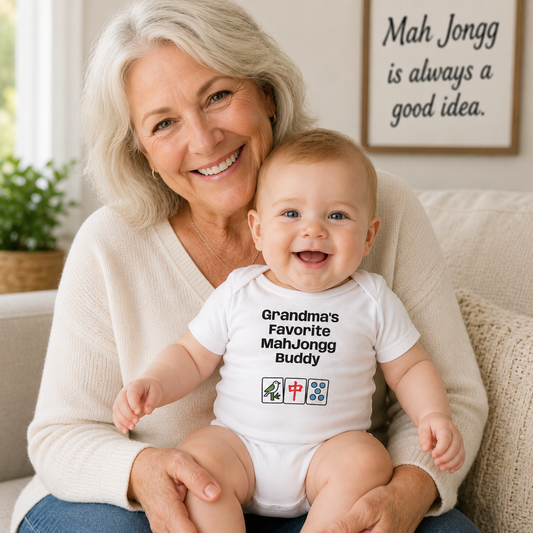 Grandma's Favorite Mah Jongg Buddy Bodysuit - Mah Jongg Tiles Infant Onesie - For Game Day or Family Gatherings