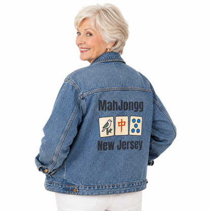 Mah Jongg Women's Denim Jacket - Jew Jersey - For Mah Jong Player