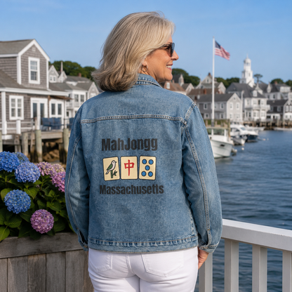 Mah Jongg Women's Denim Jacket - Massachusetts - For Mah Jongg Player