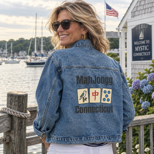 Mah Jongg Women's Denim Jacket - Connecticut - For Mah Jongg Player