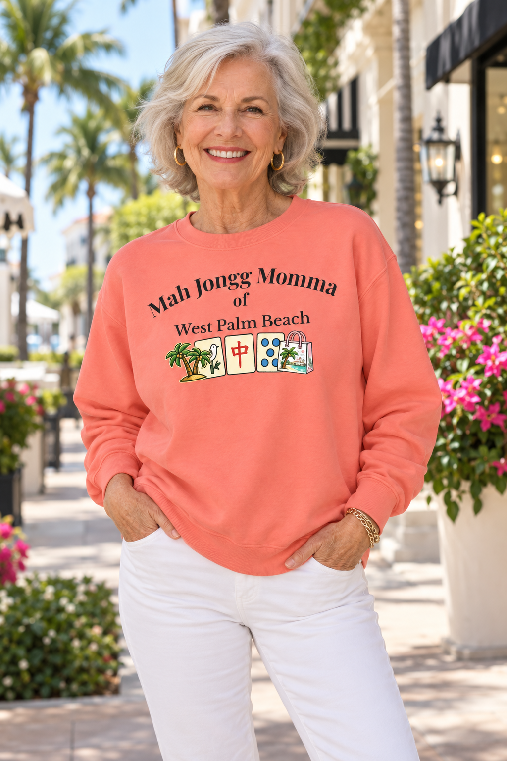 Mah Jongg Momma of West Palm Beach Crewneck Sweatshirt - Mahjong Tournament Sweatshirt