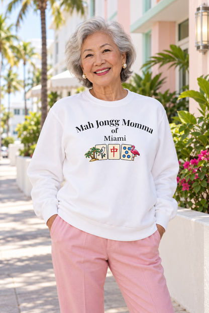 Mah Jongg Momma of Miami Crewneck Sweatshirt - Mahjong Tournament Sweatshirt