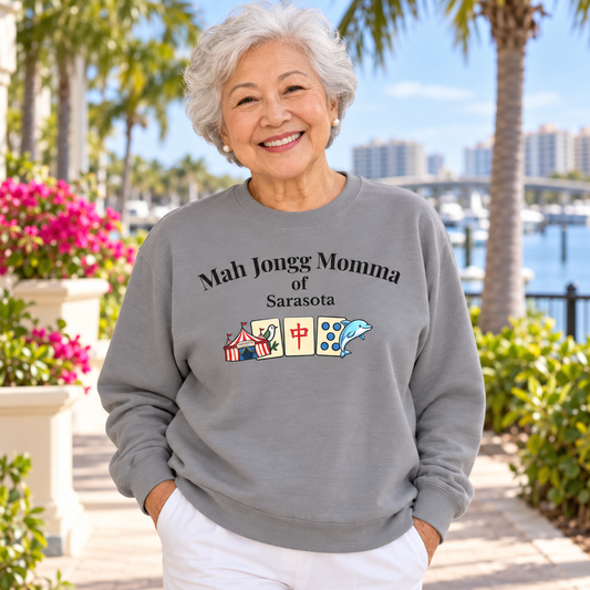 Mah Jongg Momma of Sarasota Crewneck Sweatshirt - Mahjong Tournament Sweatshirt