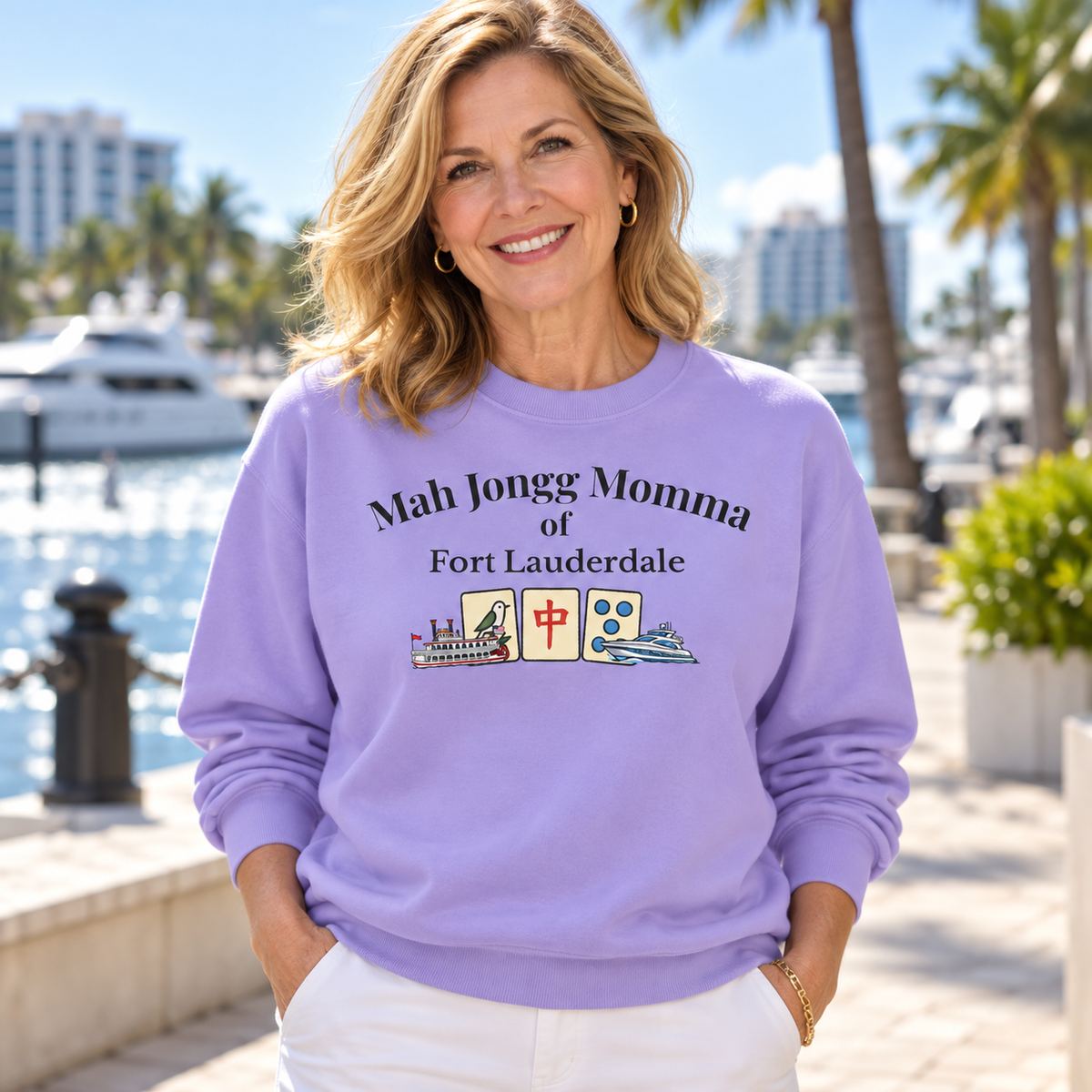 Mah Jongg Momma of Fort Lauderdale Crewneck Sweatshirt - Mahjong Tournament Sweatshirt
