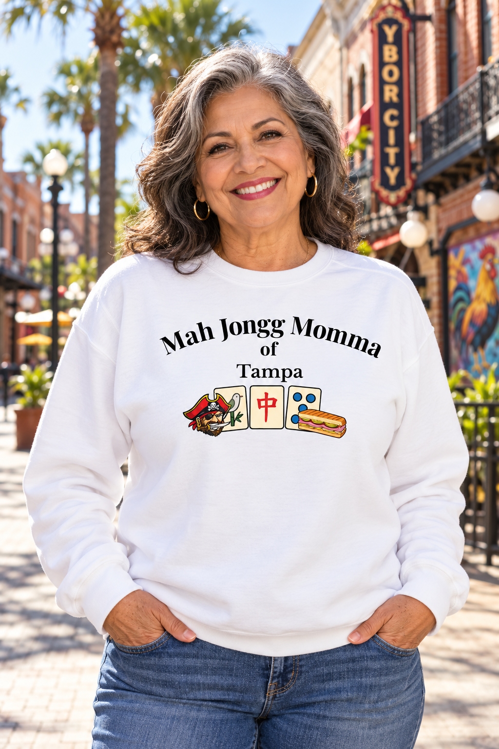 Mah Jongg Momma of Tampa Crewneck Sweatshirt - Mahjong Tournament Sweatshirt