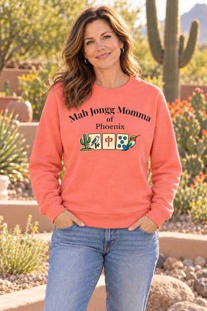 Mah Jongg Momma of Phoenix Crewneck Sweatshirt - Mahjong Tournament Sweatshirt