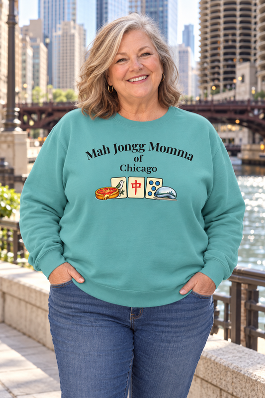Mah Jongg Momma of Chicago Crewneck Sweatshirt - Mahjong Tournament Sweatshirt
