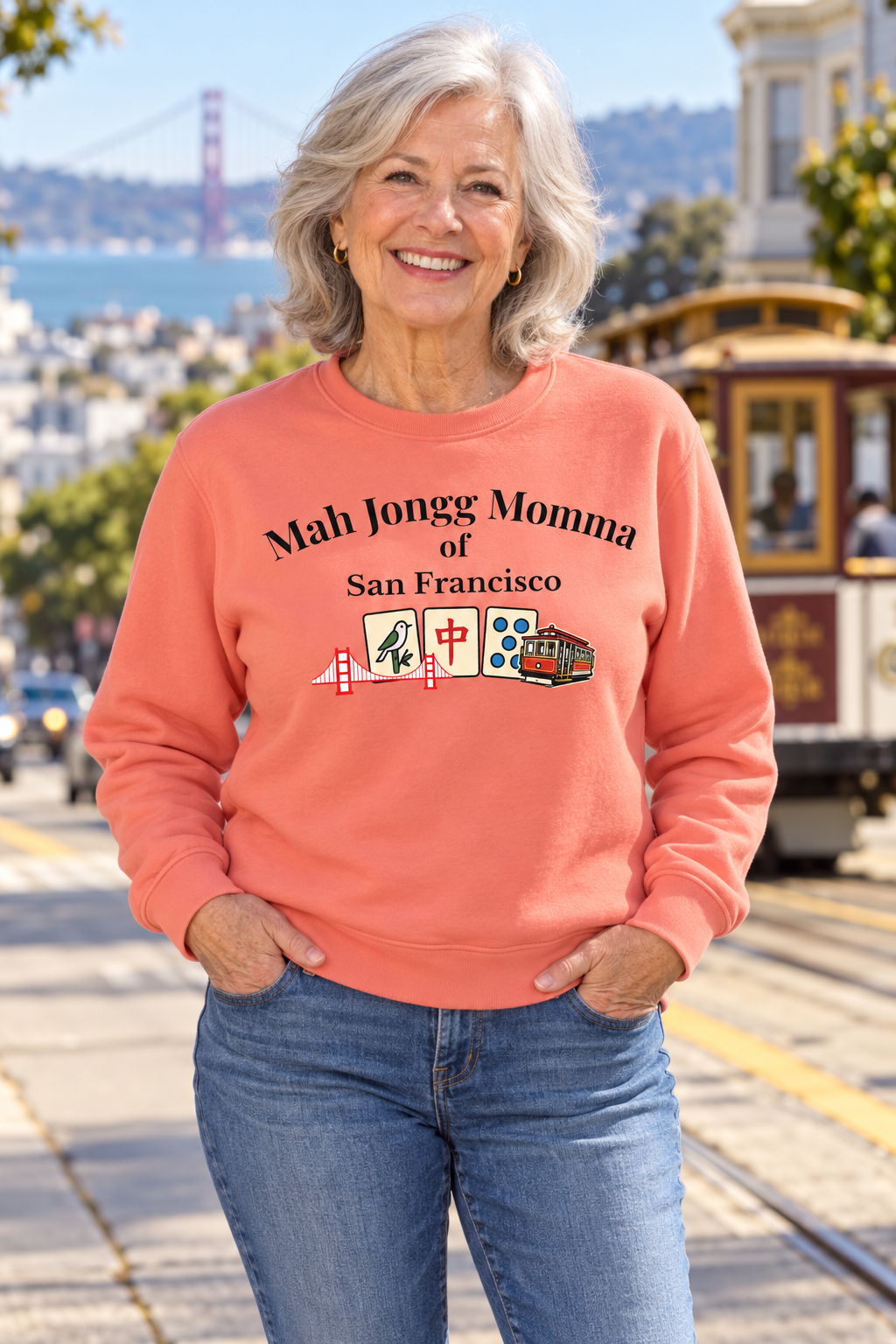 Mah Jongg Momma of San Francisco Crewneck Sweatshirt - Mahjong Tournament Sweatshirt